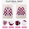 image:imageDokotoo Cardigan Sweaters for Women Long Sleeve Cable Knit Plaid Cardigan  Fall Outfits for Women Early Fall Fashion Cute V Neck Loose Button Down Coats Checkered Pattern Soft Lightweight TopsRed