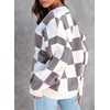 image:imageDokotoo Cardigan Sweaters for Women Long Sleeve Cable Knit Plaid Cardigan  Fall Outfits for Women Early Fall Fashion Cute V Neck Loose Button Down Coats Checkered Pattern Soft Lightweight TopsGray