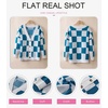 image:imageDokotoo Cardigan Sweaters for Women Long Sleeve Cable Knit Plaid Cardigan  Fall Outfits for Women Early Fall Fashion Cute V Neck Loose Button Down Coats Checkered Pattern Soft Lightweight TopsBlue
