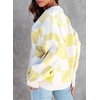 image:imageDokotoo Cardigan Sweaters for Women Long Sleeve Cable Knit Plaid Cardigan  Fall Outfits for Women Early Fall Fashion Cute V Neck Loose Button Down Coats Checkered Pattern Soft Lightweight TopsYellow