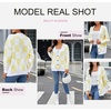 image:imageDokotoo Cardigan Sweaters for Women Long Sleeve Cable Knit Plaid Cardigan  Fall Outfits for Women Early Fall Fashion Cute V Neck Loose Button Down Coats Checkered Pattern Soft Lightweight TopsYellow