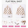image:imageDokotoo Cardigan Sweaters for Women Long Sleeve Cable Knit Plaid Cardigan  Fall Outfits for Women Early Fall Fashion Cute V Neck Loose Button Down Coats Checkered Pattern Soft Lightweight TopsKhaki