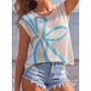 image:imageDokotoo Womens Cap Sleeve Crochet Sweater Hollow Out Floral Summer Tops Casual Beach Vacation Cruise OutfitsWhite