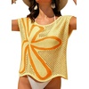 image:imageDokotoo Womens Cap Sleeve Crochet Sweater Hollow Out Floral Summer Tops Casual Beach Vacation Cruise OutfitsYellow