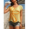 image:imageDokotoo Womens Cap Sleeve Crochet Sweater Hollow Out Floral Summer Tops Casual Beach Vacation Cruise OutfitsYellow