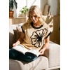 image:imageDokotoo Womens Embroidered Floral Sweater Crew Neck 2026 Cap Sleeve Loose Fit Knit Pullover TopsApricot