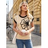 image:imageDokotoo Womens Embroidered Floral Sweater Crew Neck 2026 Cap Sleeve Loose Fit Knit Pullover TopsApricot