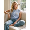 image:imageDokotoo Womens Embroidered Floral Sweater Crew Neck 2026 Cap Sleeve Loose Fit Knit Pullover TopsBeau Blue