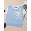 image:imageDokotoo Womens Embroidered Floral Sweater Crew Neck 2026 Cap Sleeve Loose Fit Knit Pullover TopsBeau Blue