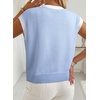 image:imageDokotoo Womens Embroidered Floral Sweater Crew Neck 2026 Cap Sleeve Loose Fit Knit Pullover TopsBeau Blue
