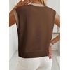 image:imageDokotoo Womens Embroidered Floral Sweater Crew Neck 2026 Cap Sleeve Loose Fit Knit Pullover TopsCoffee
