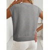 image:imageDokotoo Womens Embroidered Floral Sweater Crew Neck 2026 Cap Sleeve Loose Fit Knit Pullover TopsDark Grey