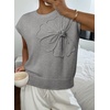 image:imageDokotoo Womens Embroidered Floral Sweater Crew Neck 2026 Cap Sleeve Loose Fit Knit Pullover TopsDark Grey