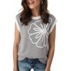 image:imageDokotoo Womens Embroidered Floral Sweater Crew Neck 2026 Cap Sleeve Loose Fit Knit Pullover TopsLight Grey