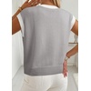 image:imageDokotoo Womens Embroidered Floral Sweater Crew Neck 2026 Cap Sleeve Loose Fit Knit Pullover TopsLight Grey
