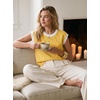 image:imageDokotoo Womens Embroidered Floral Sweater Crew Neck 2026 Cap Sleeve Loose Fit Knit Pullover TopsYellow Cream