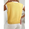 image:imageDokotoo Womens Embroidered Floral Sweater Crew Neck 2026 Cap Sleeve Loose Fit Knit Pullover TopsYellow Cream
