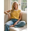 image:imageDokotoo Womens Embroidered Floral Sweater Crew Neck 2026 Cap Sleeve Loose Fit Knit Pullover TopsYellow Cream