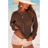 image:imageDokotoo Womens Fashion 2026 Summer Crochet Hollow Out Long Sleeve Sweaters Casual Crewneck Pullover Shirt Beach CoverupBrown