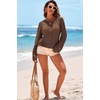 image:imageDokotoo Womens Fashion 2026 Summer Crochet Hollow Out Long Sleeve Sweaters Casual Crewneck Pullover Shirt Beach CoverupBrown