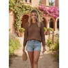 image:imageDokotoo Womens Fashion 2026 Summer Crochet Hollow Out Long Sleeve Sweaters Casual Crewneck Pullover Shirt Beach CoverupBrown