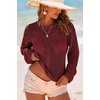 image:imageDokotoo Womens Fashion 2026 Summer Crochet Hollow Out Long Sleeve Sweaters Casual Crewneck Pullover Shirt Beach CoverupRed