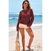 image:imageDokotoo Womens Fashion 2026 Summer Crochet Hollow Out Long Sleeve Sweaters Casual Crewneck Pullover Shirt Beach CoverupRed