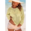 image:imageDokotoo Womens Fashion 2026 Summer Crochet Hollow Out Long Sleeve Sweaters Casual Crewneck Pullover Shirt Beach CoverupYellow