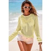 image:imageDokotoo Womens Fashion 2026 Summer Crochet Hollow Out Long Sleeve Sweaters Casual Crewneck Pullover Shirt Beach CoverupYellow