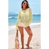 image:imageDokotoo Womens Fashion 2026 Summer Crochet Hollow Out Long Sleeve Sweaters Casual Crewneck Pullover Shirt Beach CoverupYellow