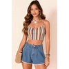 image:imageDokotoo Womens Jean Shorts Scalloped Lace Trim High Waist Denim Shorts Pleated Stretchy Wide Leg Summer ShortSky Blue