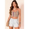 image:imageDokotoo Womens Jean Shorts Scalloped Lace Trim High Waist Denim Shorts Pleated Stretchy Wide Leg Summer ShortWhite