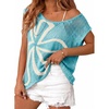 image:imageDokotoo Womens Cap Sleeve Crochet Sweater Hollow Out Floral Summer Tops Casual Beach Vacation Cruise OutfitsSky Blue