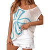 image:imageDokotoo Womens Cap Sleeve Crochet Sweater Hollow Out Floral Summer Tops Casual Beach Vacation Cruise OutfitsWhite