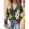 image:imageDokotoo Cardigan Sweaters for Women Long Sleeve Floral Print Coats Tops  Fall Outfits for Women V Neck Button Down Loose Fit Warm Soft Cable Knit 2026 Fashion Casual Womens Clothes Color BlockGreen