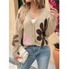 image:imageDokotoo Cardigan Sweaters for Women Long Sleeve Floral Print Coats Tops  Fall Outfits for Women V Neck Button Down Loose Fit Warm Soft Cable Knit 2026 Fashion Casual Womens Clothes Color BlockApricot