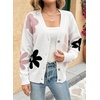 image:imageDokotoo Cardigan Sweaters for Women Long Sleeve Floral Print Coats Tops  Fall Outfits for Women V Neck Button Down Loose Fit Warm Soft Cable Knit 2026 Fashion Casual Womens Clothes Color BlockWhite