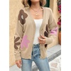 image:imageDokotoo Cardigan Sweaters for Women Long Sleeve Floral Print Coats Tops  Fall Outfits for Women V Neck Button Down Loose Fit Warm Soft Cable Knit 2026 Fashion Casual Womens Clothes Color BlockApricot
