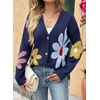 image:imageDokotoo Cardigan Sweaters for Women Long Sleeve Floral Print Coats Tops  Fall Outfits for Women V Neck Button Down Loose Fit Warm Soft Cable Knit 2026 Fashion Casual Womens Clothes Color BlockBlue