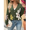 image:imageDokotoo Cardigan Sweaters for Women Long Sleeve Floral Print Coats Tops  Fall Outfits for Women V Neck Button Down Loose Fit Warm Soft Cable Knit 2026 Fashion Casual Womens Clothes Color BlockGreen
