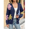 image:imageDokotoo Cardigan Sweaters for Women Long Sleeve Floral Print Coats Tops  Fall Outfits for Women V Neck Button Down Loose Fit Warm Soft Cable Knit 2026 Fashion Casual Womens Clothes Color BlockBlue