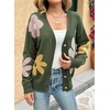 image:imageDokotoo Cardigan Sweaters for Women Long Sleeve Floral Print Coats Tops  Fall Outfits for Women V Neck Button Down Loose Fit Warm Soft Cable Knit 2026 Fashion Casual Womens Clothes Color BlockGreen