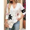 image:imageDokotoo Cardigan Sweaters for Women Long Sleeve Floral Print Coats Tops  Fall Outfits for Women V Neck Button Down Loose Fit Warm Soft Cable Knit 2026 Fashion Casual Womens Clothes Color BlockWhite