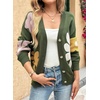 image:imageDokotoo Cardigan Sweaters for Women Long Sleeve Floral Print Coats Tops  Fall Outfits for Women V Neck Button Down Loose Fit Warm Soft Cable Knit 2026 Fashion Casual Womens Clothes Color BlockGreen
