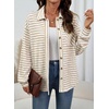 image:imageDokotoo Casual Jackets for Women Striped Long Sleeve Shirts Tops Shacket  2026 Early Fall Fashion Button Down Turn Down Collared Curved Hem Cozy Soft Loose Fit Blouses Shirts with Chest PocketsKhaki