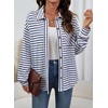image:imageDokotoo Casual Jackets for Women Striped Long Sleeve Shirts Tops Shacket  2026 Early Fall Fashion Button Down Turn Down Collared Curved Hem Cozy Soft Loose Fit Blouses Shirts with Chest PocketsBlue