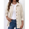 image:imageDokotoo Casual Jackets for Women Striped Long Sleeve Shirts Tops Shacket  2026 Early Fall Fashion Button Down Turn Down Collared Curved Hem Cozy Soft Loose Fit Blouses Shirts with Chest PocketsKhaki