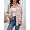 image:imageDokotoo Casual Jackets for Women Striped Long Sleeve Shirts Tops Shacket  2026 Early Fall Fashion Button Down Turn Down Collared Curved Hem Cozy Soft Loose Fit Blouses Shirts with Chest PocketsRed