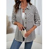 image:imageDokotoo Casual Jackets for Women Striped Long Sleeve Shirts Tops Shacket  2026 Early Fall Fashion Button Down Turn Down Collared Curved Hem Cozy Soft Loose Fit Blouses Shirts with Chest PocketsBlack