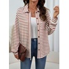 image:imageDokotoo Casual Jackets for Women Striped Long Sleeve Shirts Tops Shacket  2026 Early Fall Fashion Button Down Turn Down Collared Curved Hem Cozy Soft Loose Fit Blouses Shirts with Chest PocketsRed